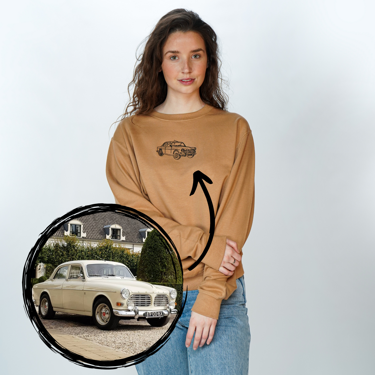 Apparel | Sweaters - Vehicle Line Drawing Embroidery-Weardies